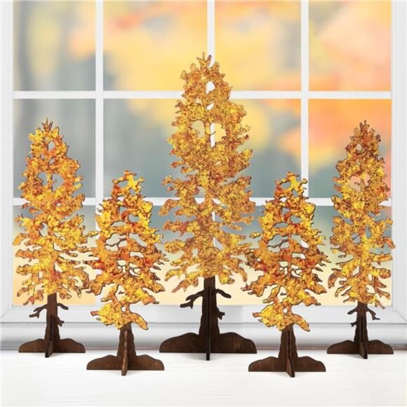 New 5PCS Rustic Wooden Fall Trees - Free Standing Table Decor for‎ Home & Mantel - Picture 1 of 7